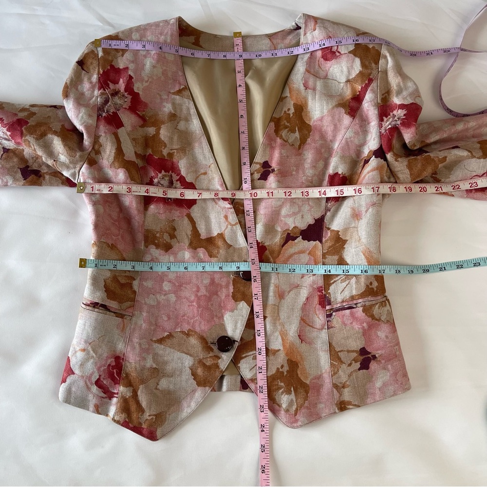 Vintage Burberry Burberry’s Floral Cropped Linen Jacket est sz M - Picture 7 of 16